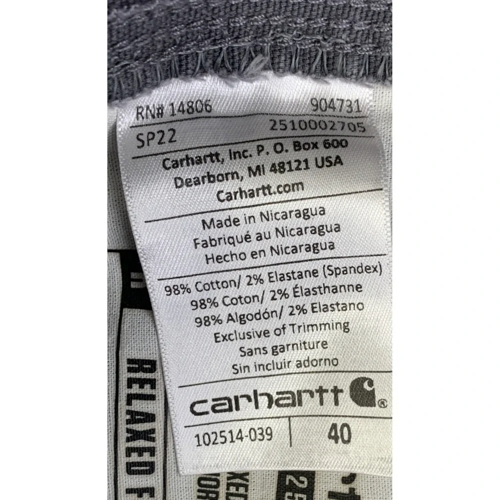 Carhartt Shorts Mens 40 Waist 38 Gray Relaxed Fit Rugged Flex Lightly Distressed